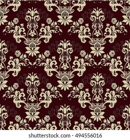 Vector illustration. Damask seamless floral pattern.