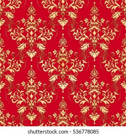 Vector illustration. Damask seamless floral pattern.
