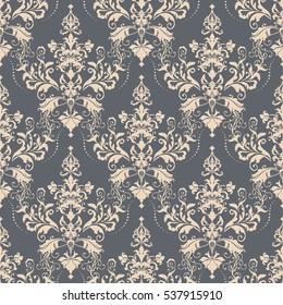 Vector illustration. Damask seamless floral pattern.
