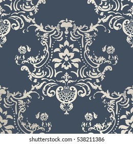 Vector illustration. Damask seamless floral pattern.