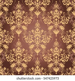 Vector illustration. Damask seamless floral pattern.