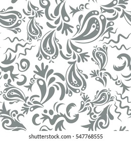 Vector illustration. Damask seamless floral pattern in gray colors.