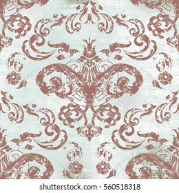  Vector illustration. Damask seamless floral pattern.