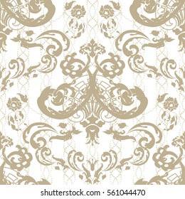 Vector illustration. Damask seamless floral pattern.
