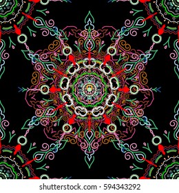 Vector illustration. Damask seamless floral pattern.