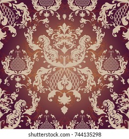 Vector illustration. Damask seamless floral pattern.