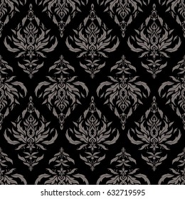 Vector illustration. Damask seamless pattern in gray colors.