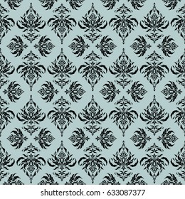 Vector illustration. Damask seamless pattern in neutral and black colors.