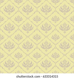 Vector illustration. Damask seamless pattern in neutral and beige colors.