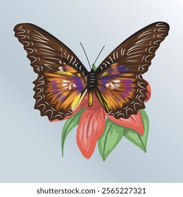 
vector illustration of the Danaus plexippus butterfly, an insect typical of Makassar Indonesia