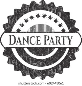 Vector illustration of Dance Party chalk emblem written on a blackboard
