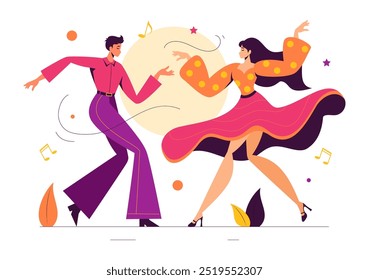 Vector Illustration of a Dancer Performing to Music in a Flat Style Cartoon Background