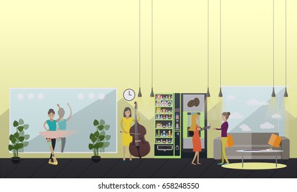 Vector illustration of dancing ballerina with prosthetic leg, beautiful disabled woman with artificial arm flat style design elements.