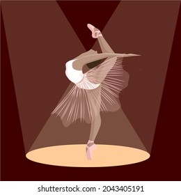 vector illustration of dancing ballerina under safits