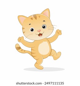 Vector illustration of a dancing cat
Cartoon, funny cat in brown tones, dancing, suitable for children's designs