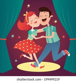 Vector illustration of dancing couple