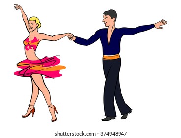 Vector illustration of a dancing couple