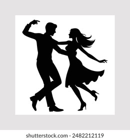 A vector illustration of a dancing couple, elegantly capturing the fluidity and grace of their movements. This artwork, with its clean lines and vibrant colors, is perfect for dance-themed projects .