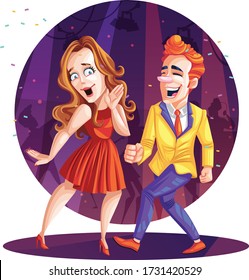 Vector Illustration Of a Dancing Couple Isolated On White Background