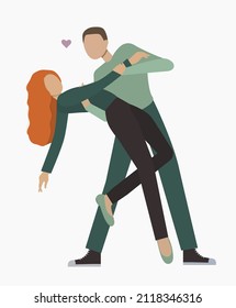 Imagen vectorial de una pareja de bailarines enamorados. Se puede usar para crear tus propios diseños para tarjetas, carteles, afiches para el día de San Valentín.