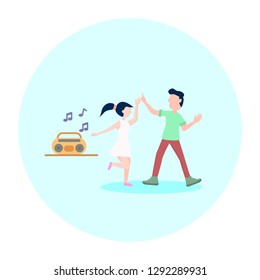 Vector illustration of a dancing couple. Dancing people. Men and women dancing at disco party. Happy people. Flat style. - Vector