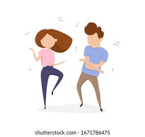 Vector illustration of dancing girl and boy.