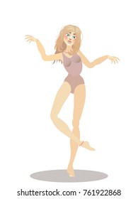 vector illustration of dancing girl on white background