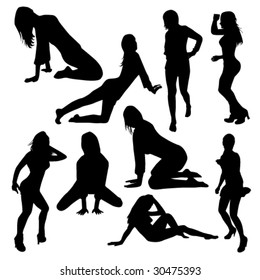 vector illustration of dancing girls