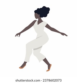 vector illustration. Dancing Stylish woman. isolated cartoon outline characters on white background. 