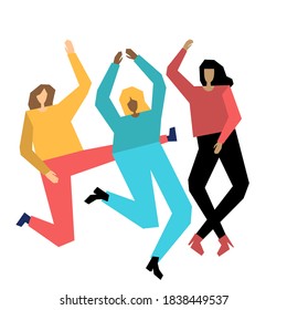 Vector illustration of dancing woman. Flat drawing.