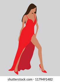Vector Illustration Dancing Woman Red Dress Stock Vector Royalty Free Shutterstock