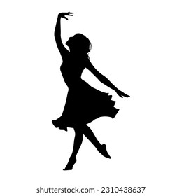 Vector illustration. Dancing woman silhouette.