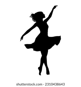 Vector illustration. Dancing woman silhouette.