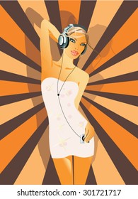 Vector Illustration. Dancing young girl.
