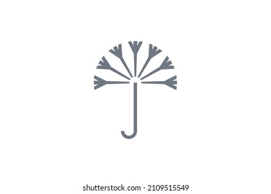 vector illustration of dandelion flower logo combined with umbrella