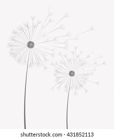 Vector illustration of dandelion flower in motion