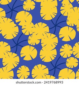 Ilustración vectorial con flores de diente de león. Flores de primavera con flores amarillas. Patrón transparente