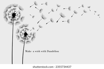 Vector illustration dandelion seed blowing in the wind. Dandelion seed icon