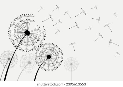 Vector illustration dandelion seed blowing in the wind. Dandelion seed icon. Dandelion on a white background. Vector illustration