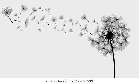 Vector illustration dandelion seed blowing in the wind. Dandelion seed icon. Dandelion on a white background. Vector illustration svg