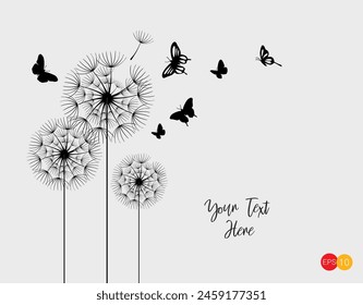 Vector illustration dandelion seed blowing in the wind. Dandelion seed icon. Dandelion on a white background. Vector illustration