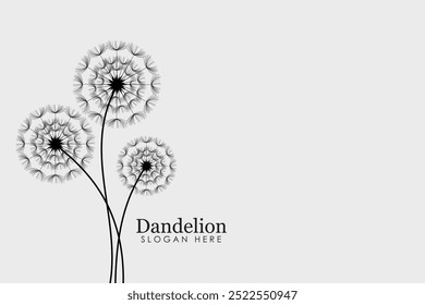 Vector illustration dandelion seed blowing in the wind. Dandelion seed icon.