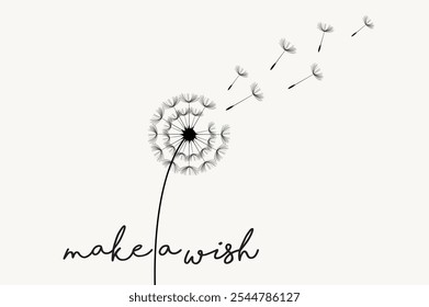 Ilustração vetorial da semente de dente-de-leão soprando ao vento.