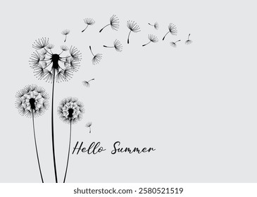 Vector illustration dandelion seed blowing in the wind. Dandelion seed icon. Vector illustration