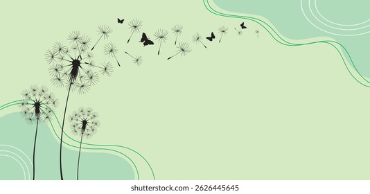
Vector illustration dandelion seed blowing in the wind. Vector illustration