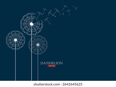 Vector illustration dandelion seed blowing in the wind. Dandelion seed icon.
