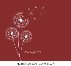 Vector illustration dandelion seed blowing in the wind. Dandelion seed icon.