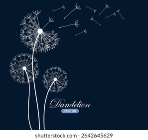 Vector illustration dandelion seed blowing in the wind. Dandelion seed icon.