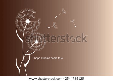 Vector illustration dandelion seed blowing in the wind.