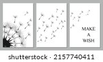 Vector illustration dandelion time. Black Dandelion seeds blowing in the wind. The wind inflates a dandelion isolated on white background. Dandelion flowers are designed in the frame.